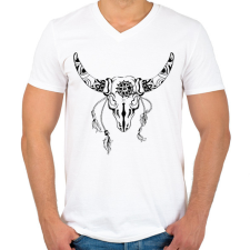 PRINTFASHION bull skull - Férfi V-nyakú póló - Fehér férfi póló