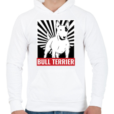 PRINTFASHION Bull Terrier - Férfi kapucnis pulóver - Fehér férfi pulóver, kardigán