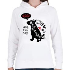 PRINTFASHION bull terrier love - Női kapucnis pulóver - Fehér