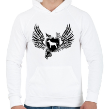 PRINTFASHION Bull terrier wings - Férfi kapucnis pulóver - Fehér férfi pulóver, kardigán