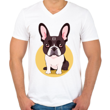 PRINTFASHION bulldog - Férfi V-nyakú póló - Fehér férfi póló