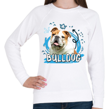 PRINTFASHION Bulldog firka - Női pulóver - Fehér női pulóver, kardigán