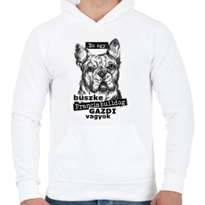 PRINTFASHION Bulldog gazdi - Férfi kapucnis pulóver - Fehér