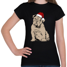 PRINTFASHION Bulldog karácsony - Női póló - Fekete női póló