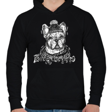 PRINTFASHION bulldog karácsonyt - Férfi kapucnis pulóver - Fekete férfi pulóver, kardigán