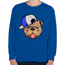 PRINTFASHION Bulldog sapiban - Gyerek pulóver - Királykék gyerek pulóver, kardigán