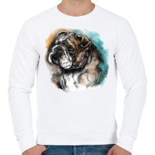 PRINTFASHION bulldog watercolor - Férfi pulóver - Fehér férfi pulóver, kardigán
