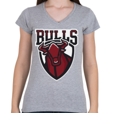 PRINTFASHION Bulls - Női V-nyakú póló - Sport szürke női póló