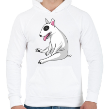PRINTFASHION Bullterrier kutya - Férfi kapucnis pulóver - Fehér férfi pulóver, kardigán