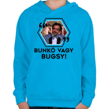 PRINTFASHION Bunkó vagy Bugsy! - Gyerek kapucnis pulóver - Azúrkék gyerek pulóver, kardigán