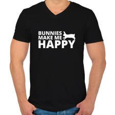 PRINTFASHION Bunnies make me happy - Férfi V-nyakú póló - Fekete férfi póló