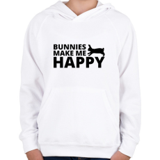 PRINTFASHION Bunnies make me happy - Gyerek kapucnis pulóver - Fehér