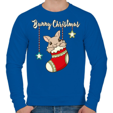 PRINTFASHION Bunny Christmas - Férfi pulóver - Királykék