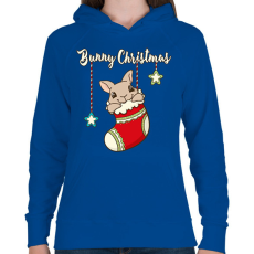 PRINTFASHION Bunny Christmas - Női kapucnis pulóver - Királykék