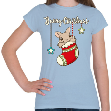 PRINTFASHION Bunny Christmas - Női póló - Világoskék