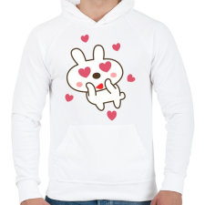 PRINTFASHION bunny - Férfi kapucnis pulóver - Fehér férfi pulóver, kardigán