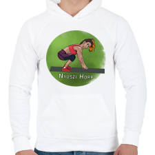 PRINTFASHION Bunny Hop - Férfi kapucnis pulóver - Fehér férfi pulóver, kardigán