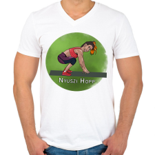 PRINTFASHION Bunny Hop - Férfi V-nyakú póló - Fehér férfi póló