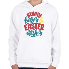 PRINTFASHION Bunny kisses & Easter wishes - Gyerek kapucnis pulóver - Fehér