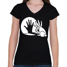 PRINTFASHION BUNNY - Női V-nyakú póló - Fekete