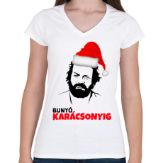 PRINTFASHION BUNYÓ KARÁCSONYIG - Női V-nyakú póló - Fehér