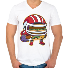 PRINTFASHION Burger amerikai focista - Férfi V-nyakú póló - Fehér