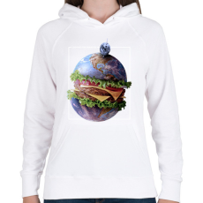 PRINTFASHION Burger bolygó - Női kapucnis pulóver - Fehér