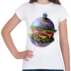 PRINTFASHION Burger bolygó - Női póló - Fehér