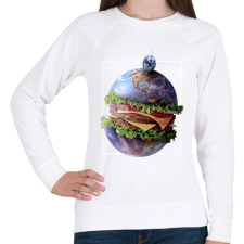 PRINTFASHION Burger bolygó - Női pulóver - Fehér női pulóver, kardigán