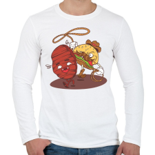 PRINTFASHION Burger cowboy - Férfi hosszú ujjú póló - Fehér férfi póló