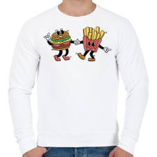 PRINTFASHION Burger és sültkrumpli - Férfi pulóver - Fehér férfi pulóver, kardigán