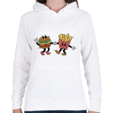 PRINTFASHION Burger és sültkrumpli - Női kapucnis pulóver - Fehér női pulóver, kardigán