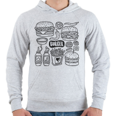 PRINTFASHION burger - Férfi kapucnis pulóver - Sport szürke