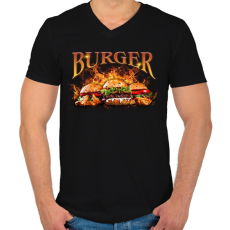 PRINTFASHION Burger - Férfi V-nyakú póló - Fekete