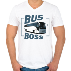 PRINTFASHION Bus Boss - Férfi V-nyakú póló - Fehér