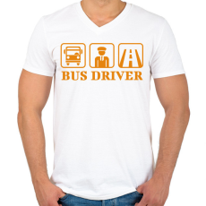 PRINTFASHION Bus driver - Férfi V-nyakú póló - Fehér