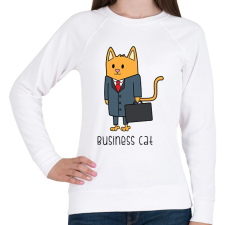 PRINTFASHION Business cat - Női pulóver - Fehér női pulóver, kardigán