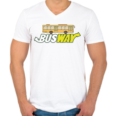 PRINTFASHION Busway - Férfi V-nyakú póló - Fehér