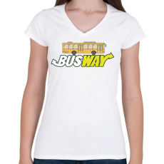 PRINTFASHION Busway - Női V-nyakú póló - Fehér
