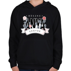 PRINTFASHION Büszke anya vagyok - Gyerek kapucnis pulóver - Fekete