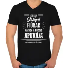 PRINTFASHION Büszke apuka - Fiú - Férfi V-nyakú póló - Fekete férfi póló