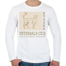 PRINTFASHION Büszke cica tulajdonos - Peterbald - Férfi hosszú ujjú póló - Fehér