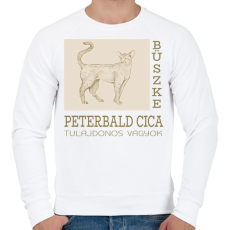 PRINTFASHION Büszke cica tulajdonos - Peterbald - Férfi pulóver - Fehér