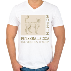 PRINTFASHION Büszke cica tulajdonos - Peterbald - Férfi V-nyakú póló - Fehér