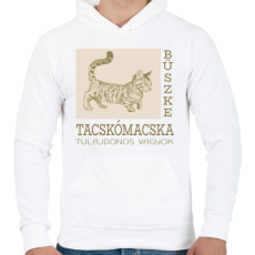 PRINTFASHION Büszke cica tulajdonos - Tacskómacska - Férfi kapucnis pulóver - Fehér
