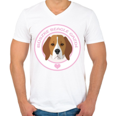 PRINTFASHION Büszke gazdi: Beagle - Férfi V-nyakú póló - Fehér