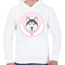 PRINTFASHION Büszke gazdi: Husky - Férfi kapucnis pulóver - Fehér férfi pulóver, kardigán