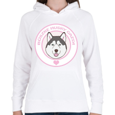 PRINTFASHION Büszke gazdi: Husky - Női kapucnis pulóver - Fehér női pulóver, kardigán