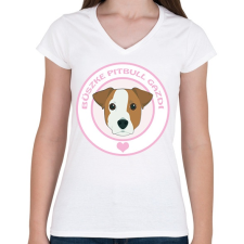 PRINTFASHION Büszke gazdi: Pitbull - Női V-nyakú póló - Fehér női póló