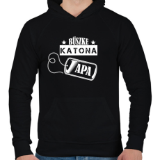PRINTFASHION Büszke katona apa - Férfi kapucnis pulóver - Fekete